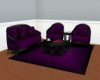 Purple/Black Sofa Set