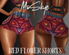 red flower denim shorts