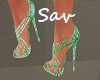 Green Glitter Sandals