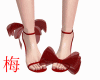 梅 red bow heels