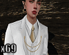 x69l> White V Gold Suit