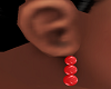Red 3 Pearls Earrings