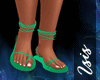 :Is: Green Denim Sandals