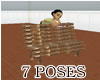 7 pose wooden bench