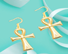 [EB]Gold Ankh Earrings