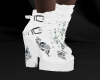 skull cross white boots
