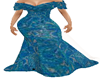 Blue Silk Crepe Gown