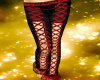 red and bacl lace pants