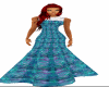 teal and purple gown
