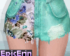 [E]*Mint Floral Shorts*