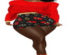 Red Black Floral Linen