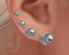 Silver Ball Earrings Set