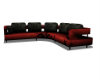 red black couch poses