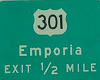 Emporia 301 highway sign