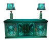 Teal wine cabinet