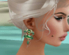 Green earings dangling