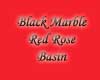 Blk marble rd rose Basin