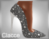 C grey floral heels