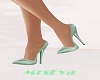 Green Satin Pumps