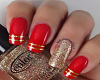 Gold Red Nails + Rings