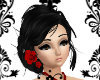 Black hair with red rose