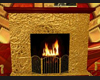 Gold and Wood Fire Place