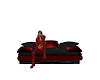 black and red love seat