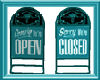 Open Closed Sign Teal