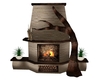 Winter cabin fireplace