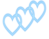 3 blue hearts