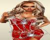 Lady in REd Summer Dress Sexy BLondes Lips Silver BOdy Jewelry