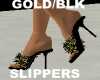 GOLD/BLK SLIPPERS