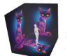 neon babe cat background