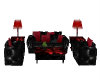BLACK/RED SOFA SET