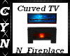 Curved T.V. N Fireplace