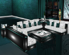 teal blk white couch set