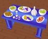 table de buffet bleue