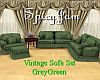 Vintage Sofa Set GreyGrn