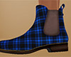 Blue Ankle Boots Plaid F