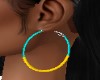 TEAL / YELLOW  HOOPS