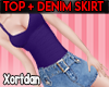 *LK* Top + Denim Skirt