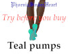 Phoe's teal pumps