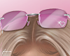 f. pink shades on head