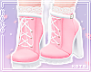 琴. Lace boots pink