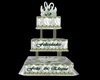 SILVER GREEN WED CAKE