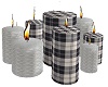 plaid and print candles