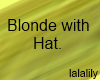 blonde with black hat