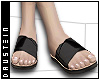 d| Black Flat Sandals