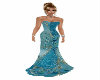 Aqua blue gold gown