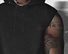 black hoodie vest+tattoo